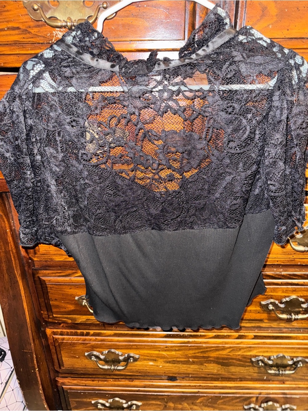 Dolls Kill Widow Black Lace Tie Top - Picture 5 of 8